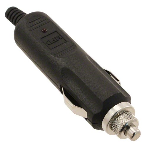 AUTO PWR PLUG 12V 5A W/LED BLACK