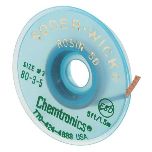 DESOLDER BRAID ROSIN 0.08" 5'