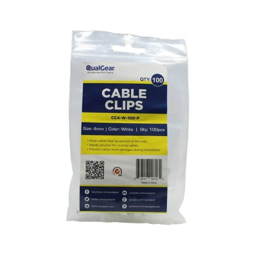 CABLE CLIPS 4MM WHITE 100 PACK