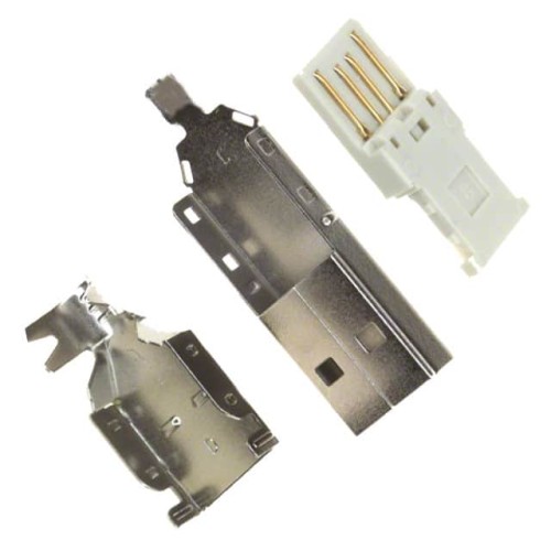 CONN PLG USB2.0 TYPEA 4P SLD 3PC