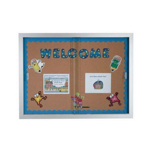 2 DOOR ALUMINUM FRAMED BULLETIN