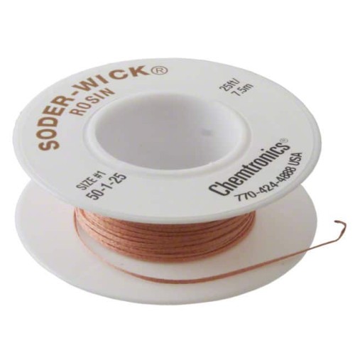 DESOLDER BRAID ROSIN 0.03" 25'