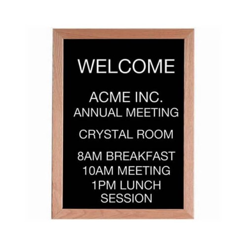 RED OAK FRAMED LETTER BOARD MESS