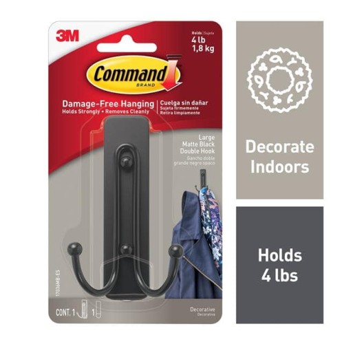 COMMAND LARGE MATTE BLACK DOUBLE