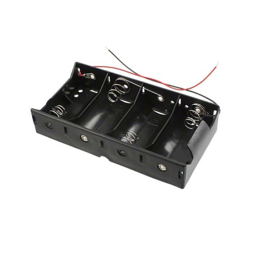 BATT HOLDER D 4 CELL 6" LEADS
