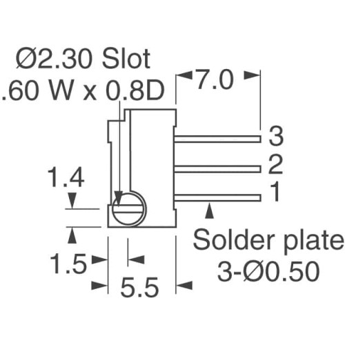 TRIMMER 5K OHM 0.5W PC PIN SIDE