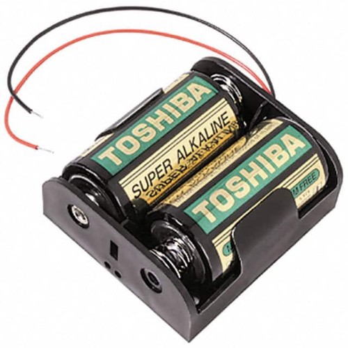 BATT HOLDER C 2 CELL 6" LEADS