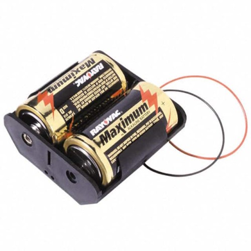 BATT HOLDER D 2 CELL 6" LEADS