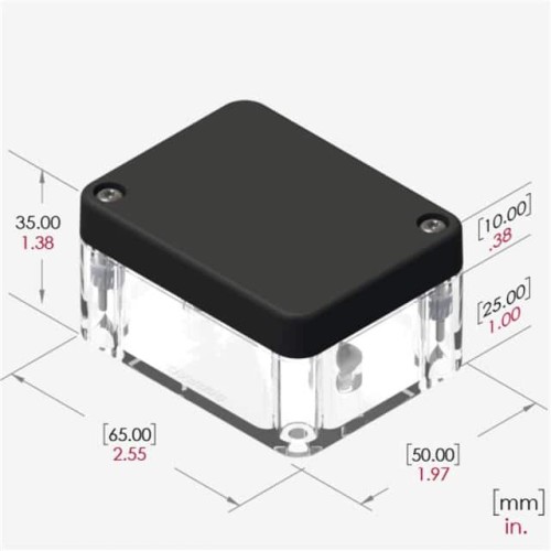 BOX PLSTC CLR/BLK 2.56"LX1.97"W