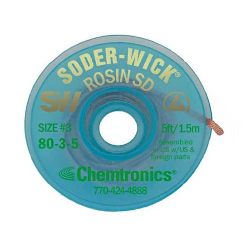 DESOLDER BRAID ROSIN 0.08" 5'