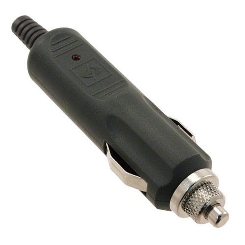 AUTO PWR PLUG 12V 3A W/LED GRAY