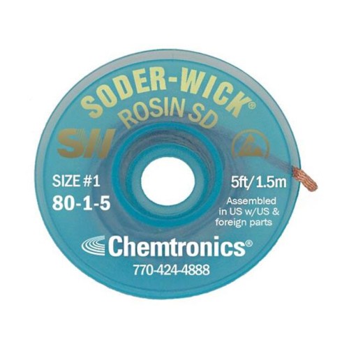 DESOLDER BRAID ROSIN 0.03" 5'