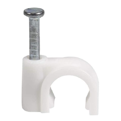 CABLE CLIPS 7MM WHITE, 100 PACK