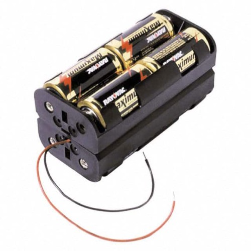BATT HOLDER C 8 CELL 6" LEADS