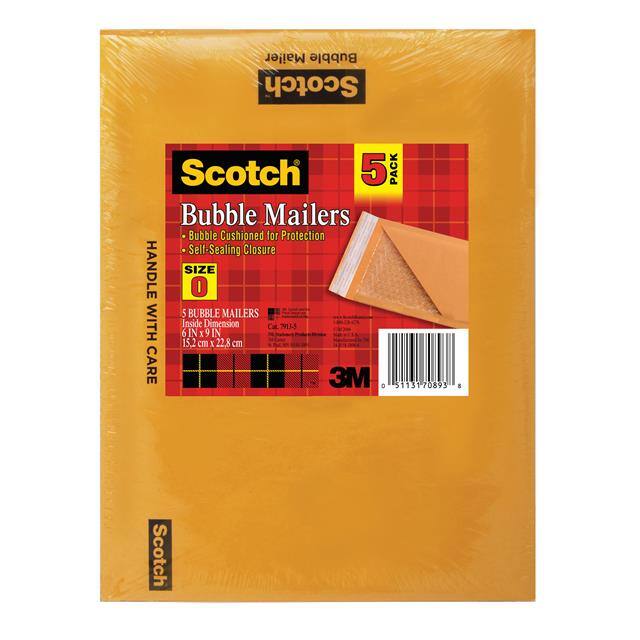 SCOTCH KRAFT BUBBLE MAILER 5-PAC